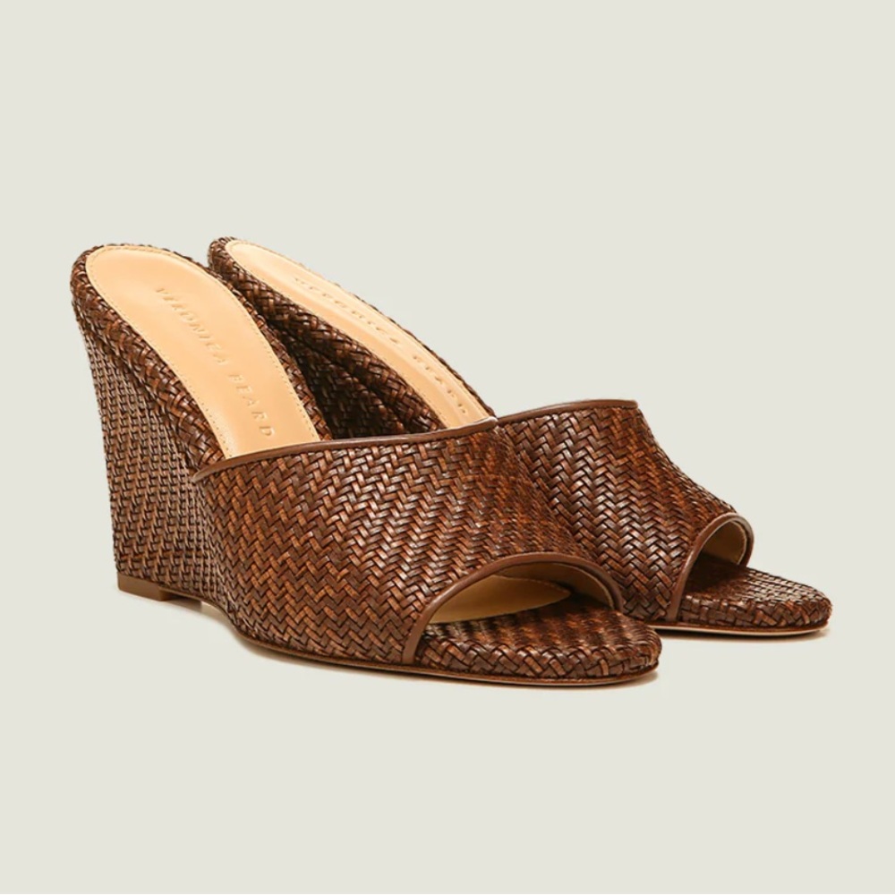Like new, Veronica Beard Brown Dali Woven Wedges